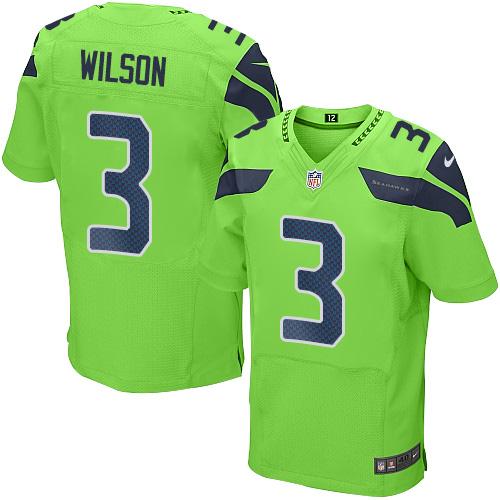 Nike Seahawks #3 Russell Wilson Green Men's Stitched NFL Elite Rush Jersey